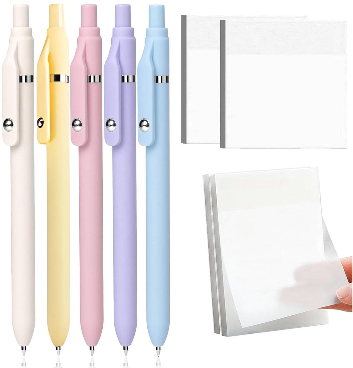 Elzusha - 5 Stuks Gelpennen met 4 Sticky Notes, 0.5mm