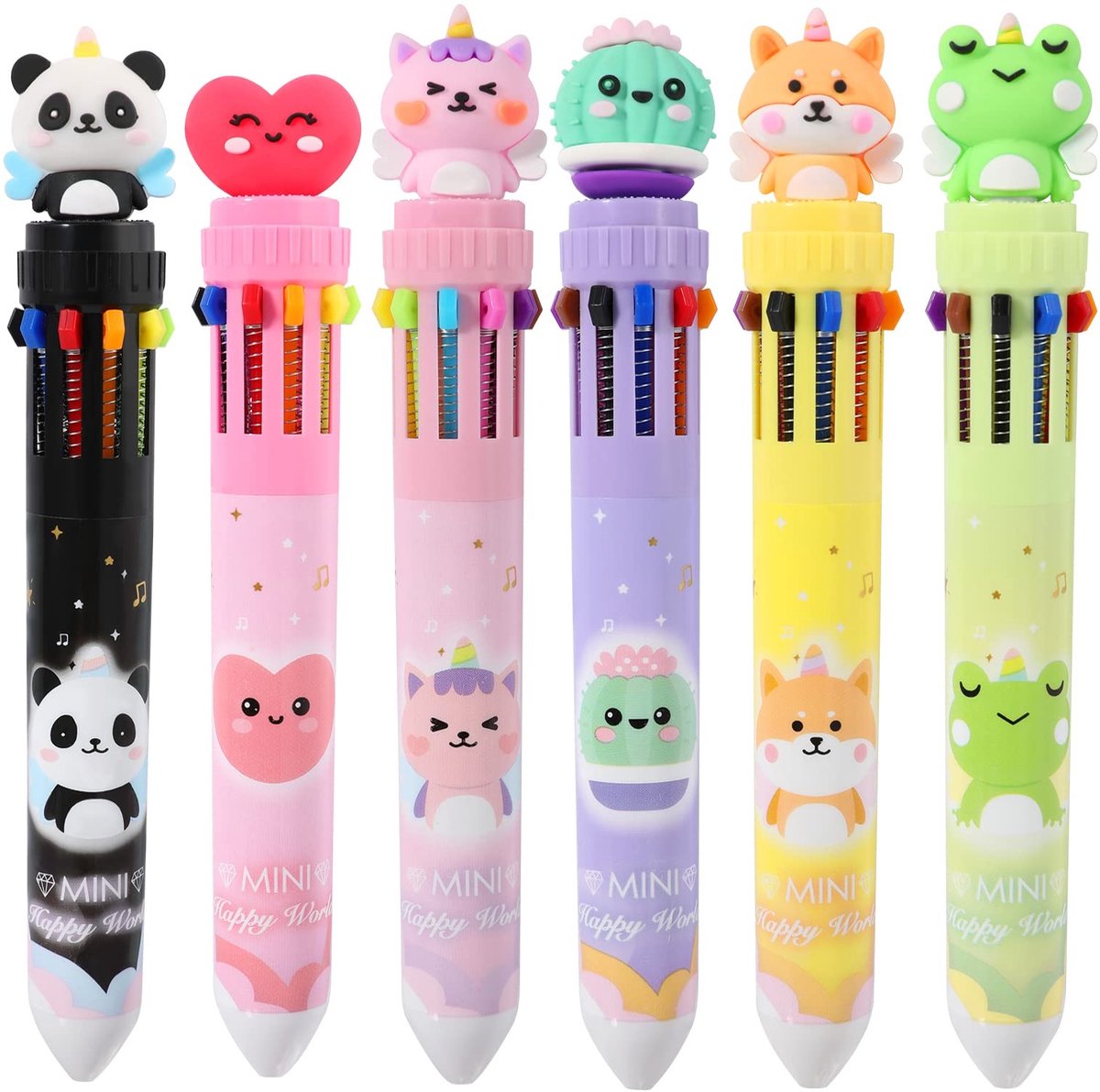 Elzusha - 10-in-1 Multicolor Balpen met Cartoon Dieren