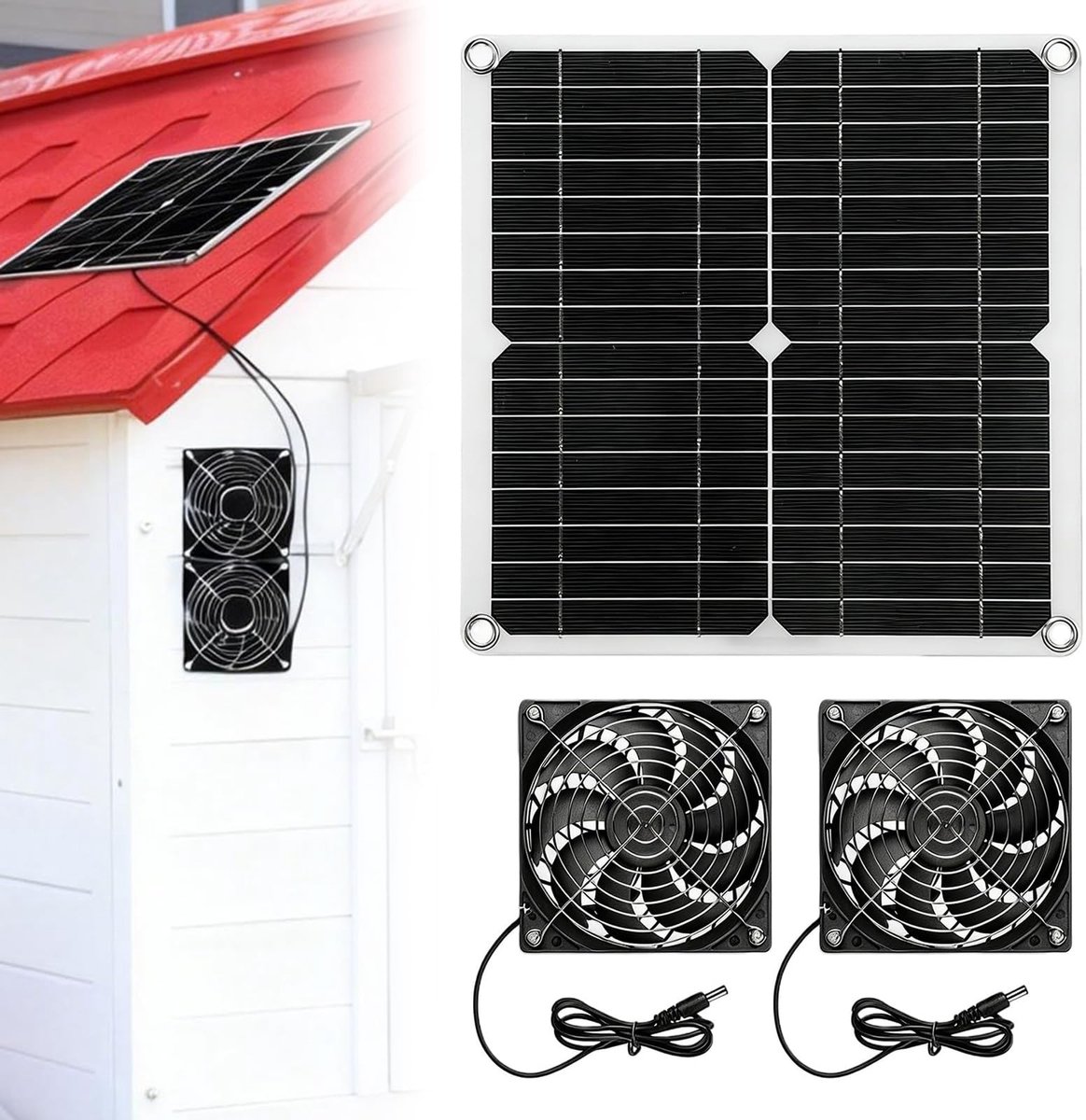 Elzusha - Zonne-Energie Ventilator met 12W Paneel voor Diverse Toepassingen