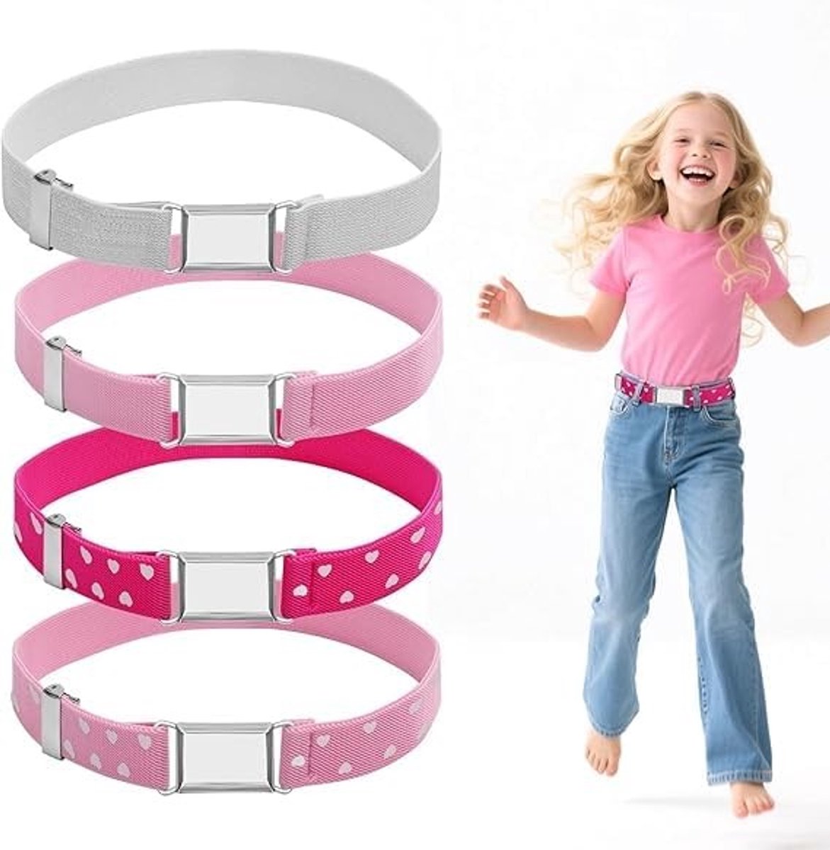 Elzusha - Set van 4 Elastische Kinderriemen voor Meisjes