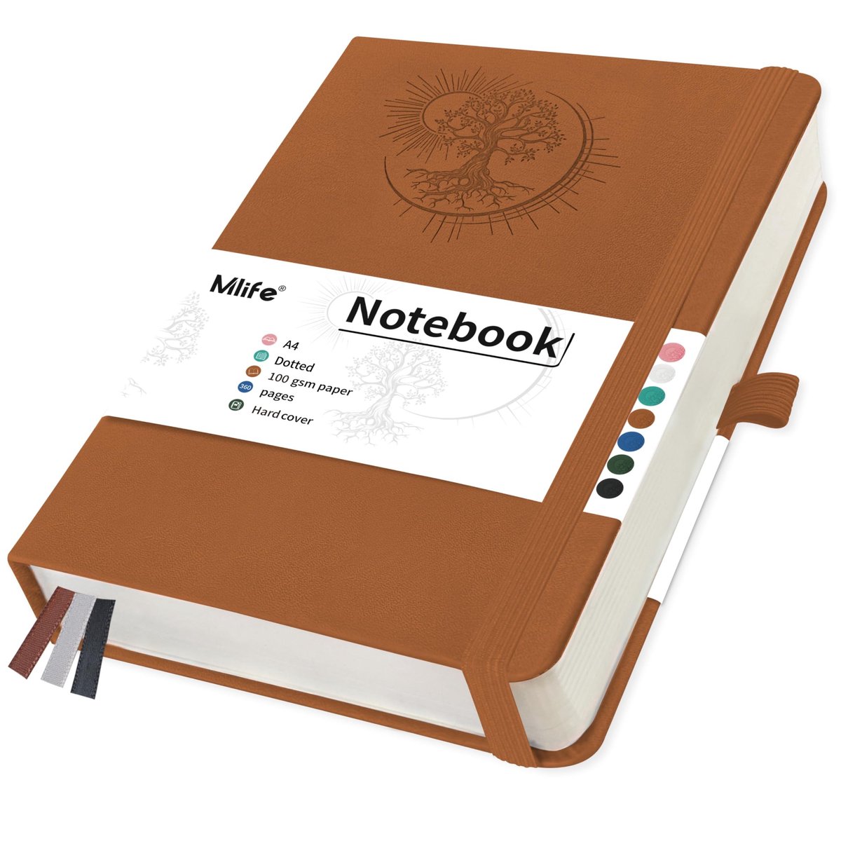 Elzusha - A4 Dotted Notitieboek met Tree of Life Design en 360 Pagina's
