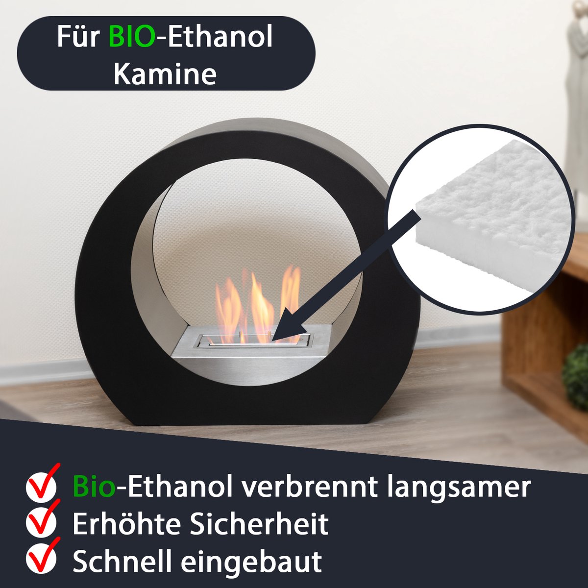 2 Stück Keramische wol voor ethanolbranders EXTRA LANG – 30 cm