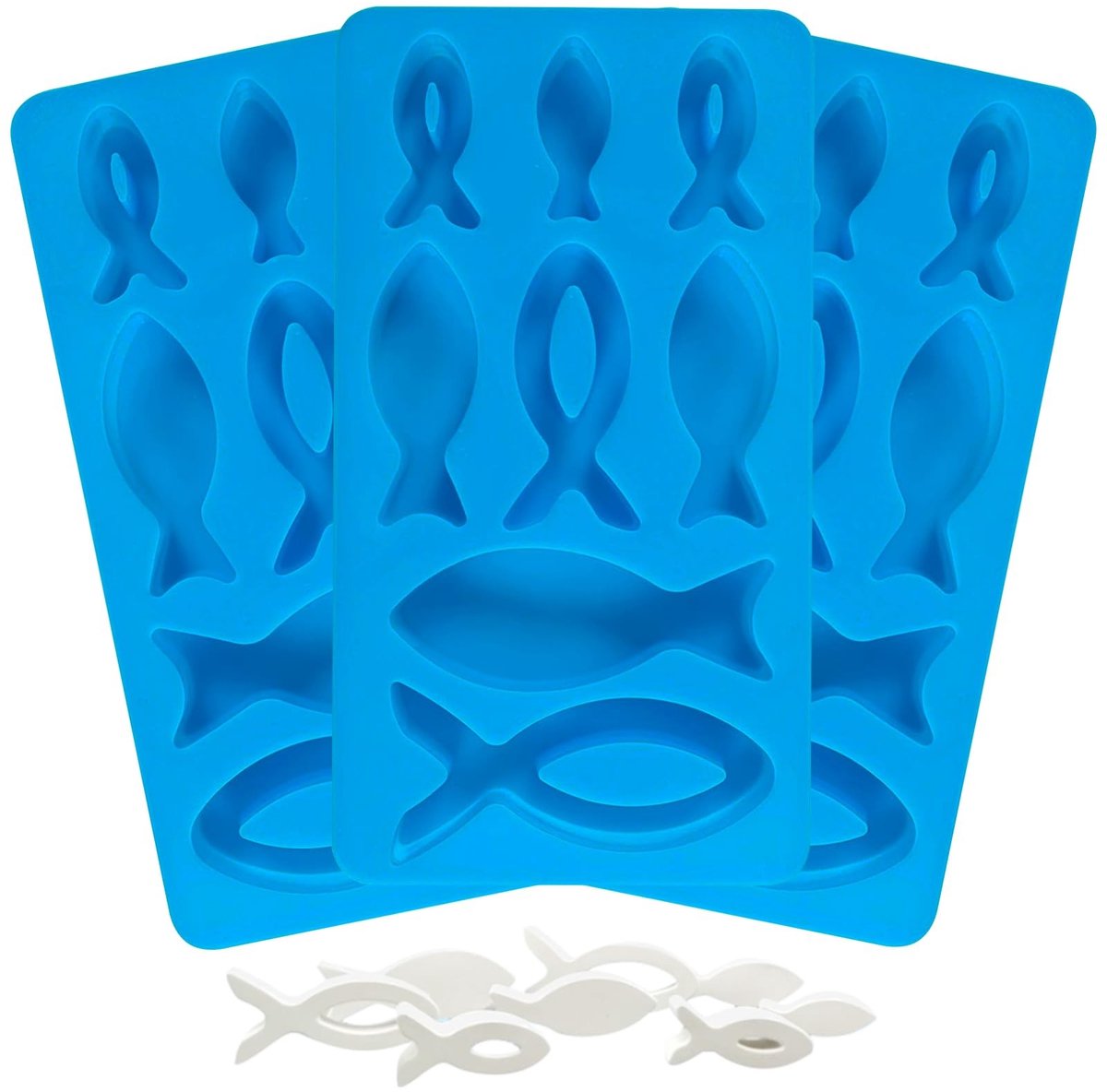 Elzusha - Set van 3 Silicone Vischocolade Mallen met 8 Compartimenten