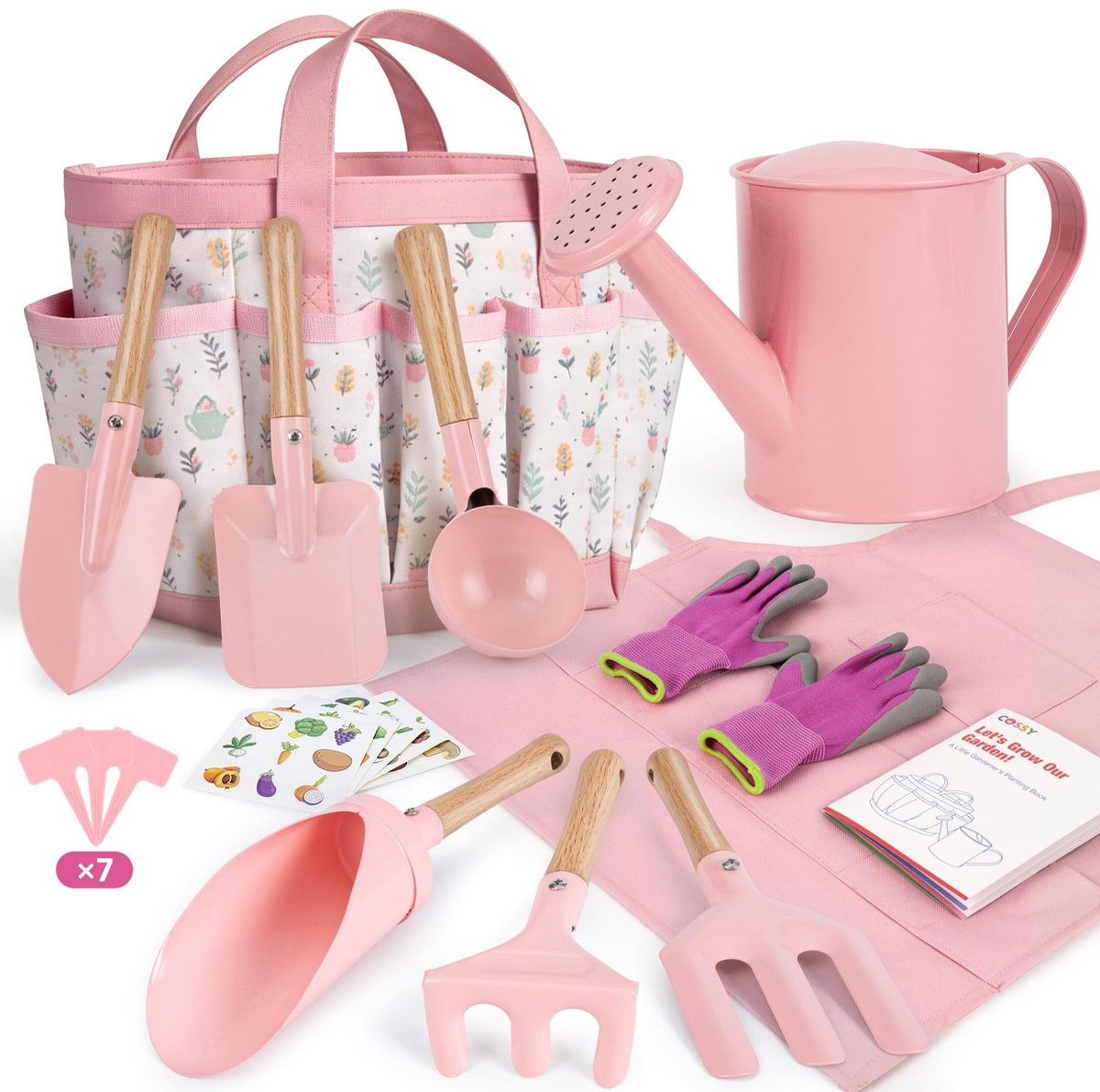 Elzusha - Tuingereedschap Set voor Kinderen met Gieter en Handschoenen - Roze