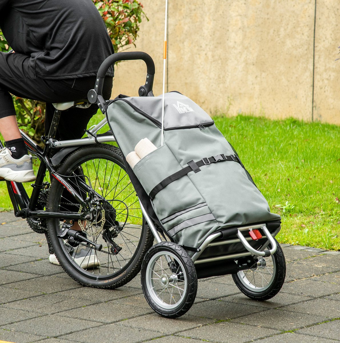 REDOM - Fietskar 2-in-1 - Opvouwbaar - Met snelkoppeling en afneembare tas - Aluminium frame - Oxford stof - Grijs - 53 x 43 x 110 cm
