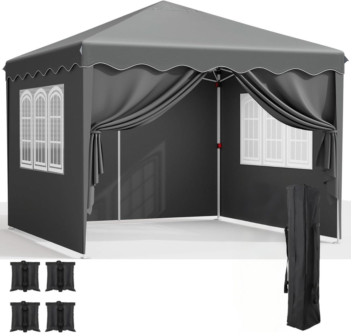 Vouwpaviljoen 3 x 3 m - Waterdichte Partytent met UV-bescherming - Inklapbaar - Verstelbare Hoogte - Pop-up Tuinpaviljoen voor Feesten, Camping, Tuin en Evenementen
