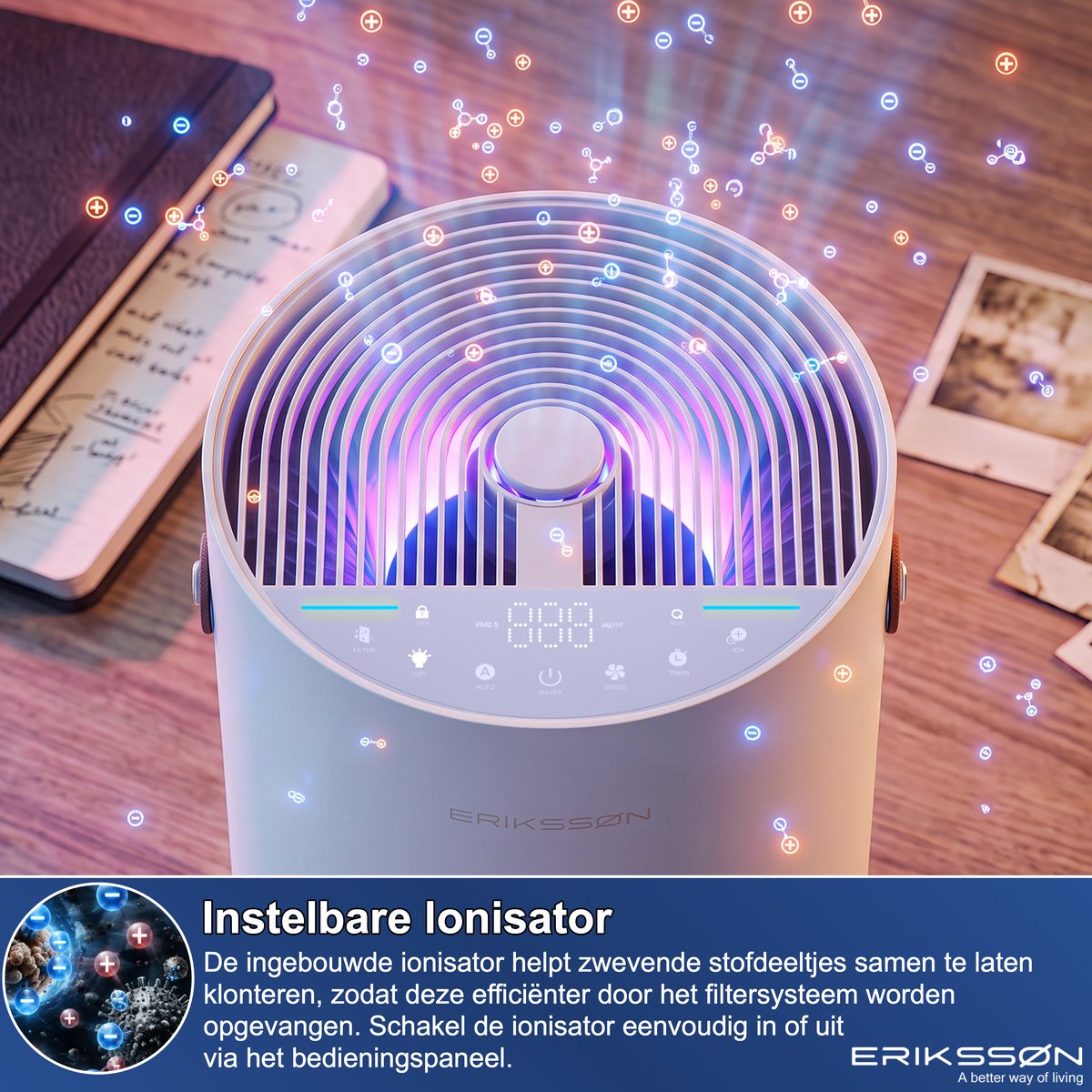 Erikssøn Air Pure Pro luchtreiniger met HEPA 14 en ionisator thumbnail 5