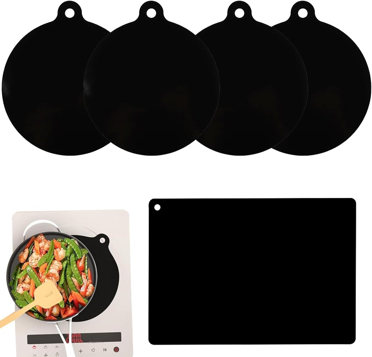 Bescherming voor inductiekookplaat, 5 stuks, bescherming voor inductiekookplaat, krasbestendig, antislip, mat van - ShopVlot