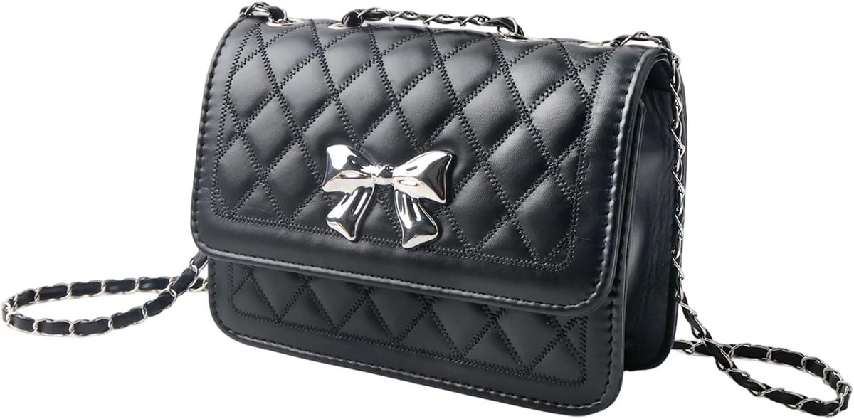 Elegante zwarte leren schoudertas voor dames - Kleine handtas met verstelbare kettingriem en stijlvol ontwerp