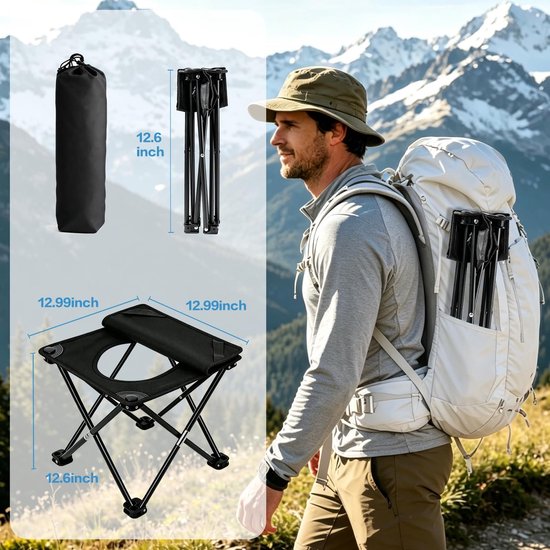 1 stuk - Draagbaar krukje - Opvouwbaar campingtoiletkrukje - Compact reistoilet met deksel - Lichtgewicht noodtoilet - Krukje met afmetingen 33 cm * 33 cm * 32 cm - Geschikt voor buitenactiviteiten, campers, auto's en wandeltochten — afbeelding 2