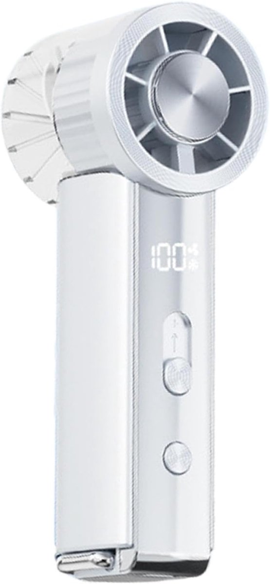 Draagbare Mini Ventilator - Handventilator - Verkoelende Airflow - USB-Oplaadbare - 6 Standen - LED Display - Kleine Portable Ventilator met USB - Mini fan Gezichtsventilator - Voor Thuis, Kantoor & Onderweg - Outdoor gebruik - Wit
