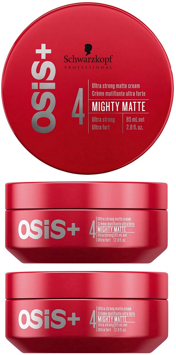 Schwarzkopf Osis+ - Mighty Matte - Matte Cream - Ultra Strong - Rode Verpakking - 3 x 85ML