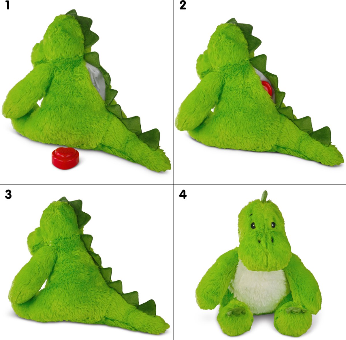Knuffel met jouw ingesproken bericht [MP3 + Microfoon] | Dino knuffel 45cm | Inclusief Voice Recorder | Cadeau: Valentijn – Moederdag – Vaderdag – Kraamcadeau | Knuffel met geluid met jouw eigen stem | Knuffel Boodschap – Message in a Cuddle — afbeelding 3
