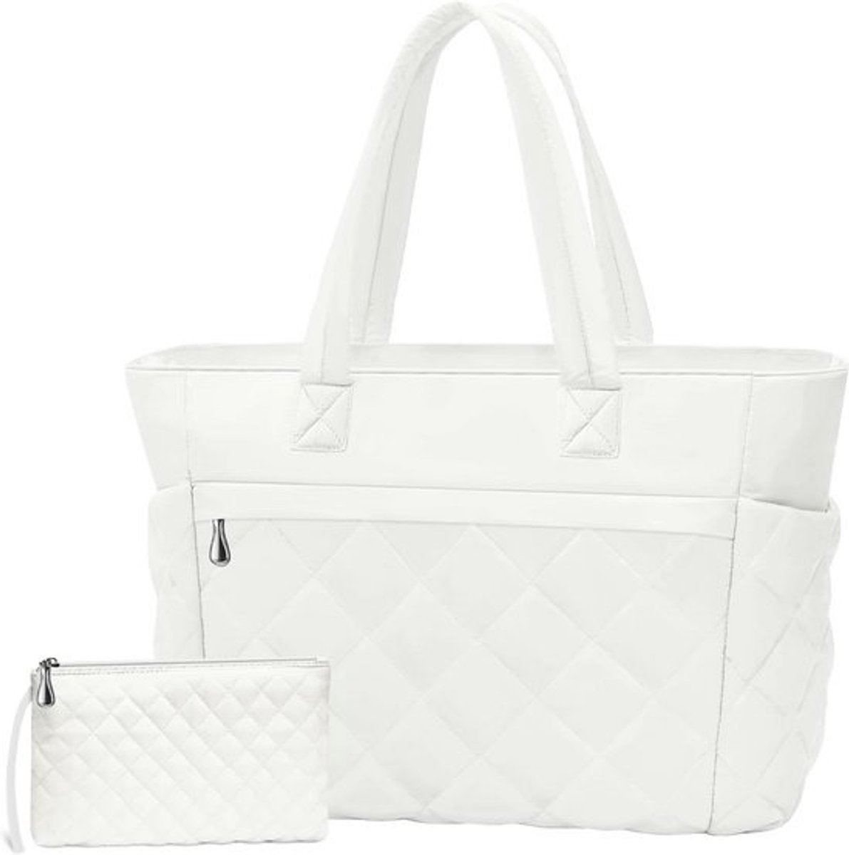 Dames Tote Bag - Grote Puffy Handtas met Portemonnee en Gevoerd Laptopvak - Lichtgewicht Handtas voor Reizen en Werk