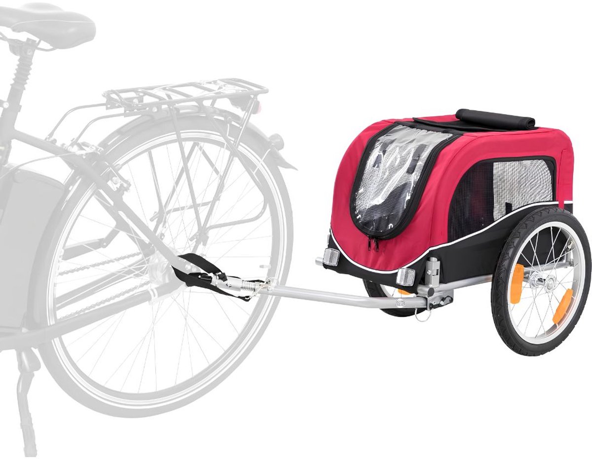 TYR® Hondenfietskar - Opvouwbare Winkelwagen - Universele Fietskoppeling - Rood/Zwart - 118cm x 54cm x 60cm