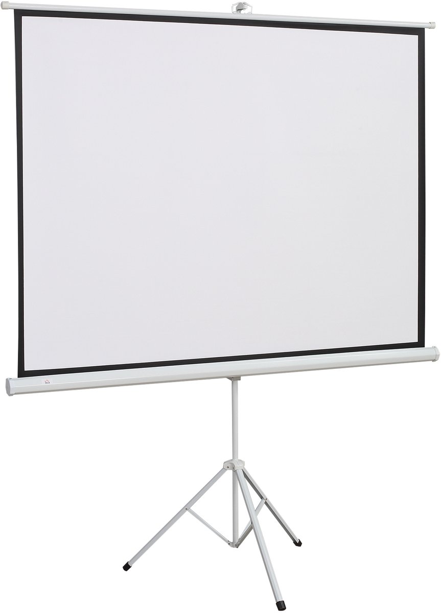 REDOM - Projectiescherm met statief - 84 inch - hoogteverstelbaar en opvouwbaar - 4:3 projectievlak - voor thuis, school en presentaties - kunststof en metaal - Wit - 171 x 131 cm