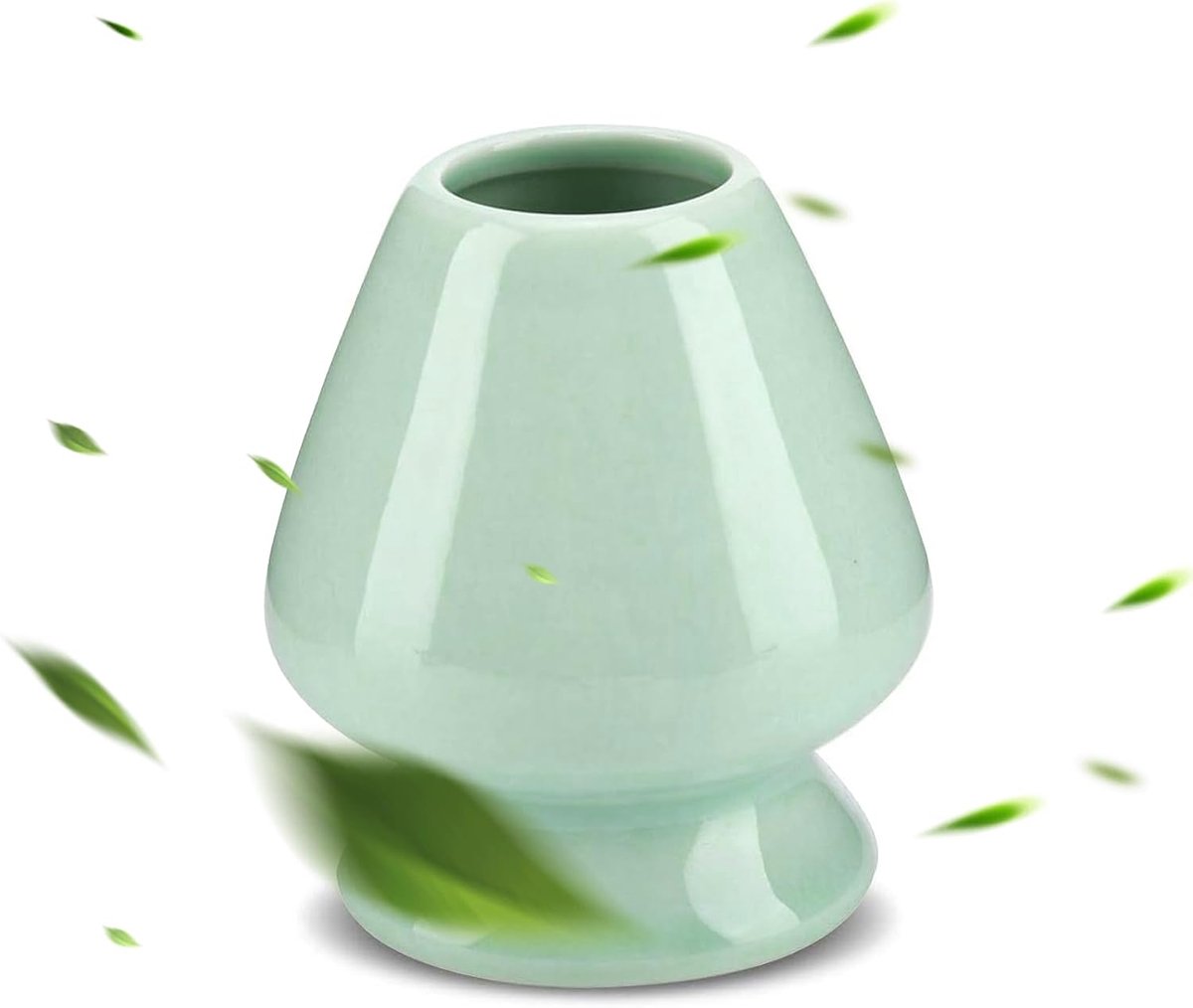 Keramische Matcha Opbergset - Chasen Houder en Whisk Stand - Theegerei Organizer voor Keuken - Groen Accessoire voor Matcha Theekommen en Kloppers