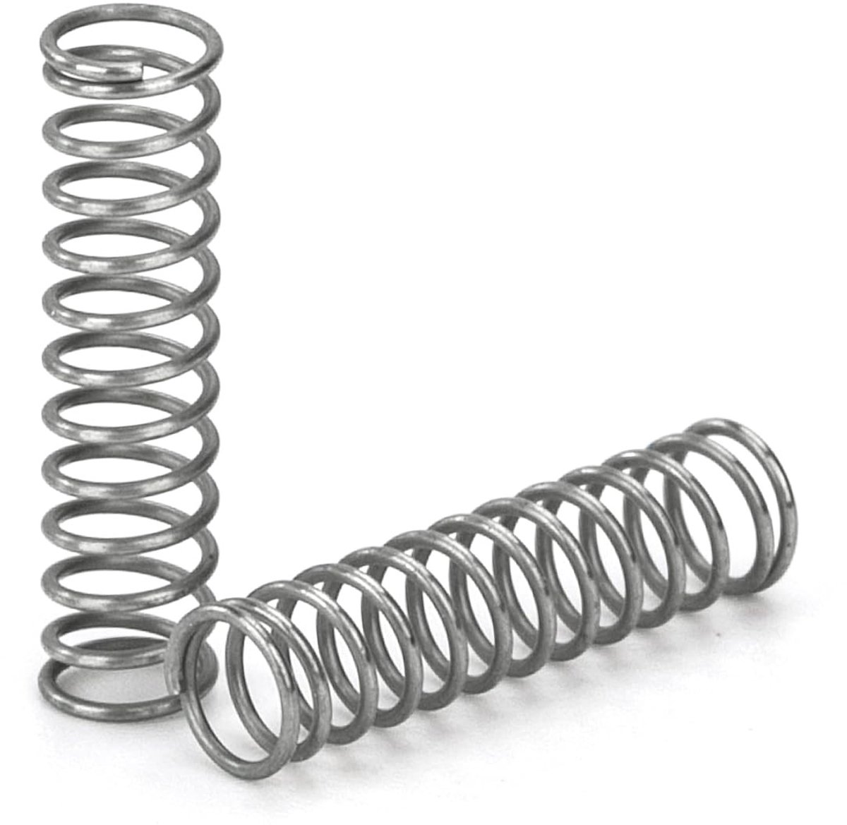 Compression veren 15 mm, roestvrij staal, draaddiameter 0,4 mm, buitendiameter 4 mm, veerkracht 0,3 kg, 20 stuks voor mechanische toepassingen, hobby en modelbouw.