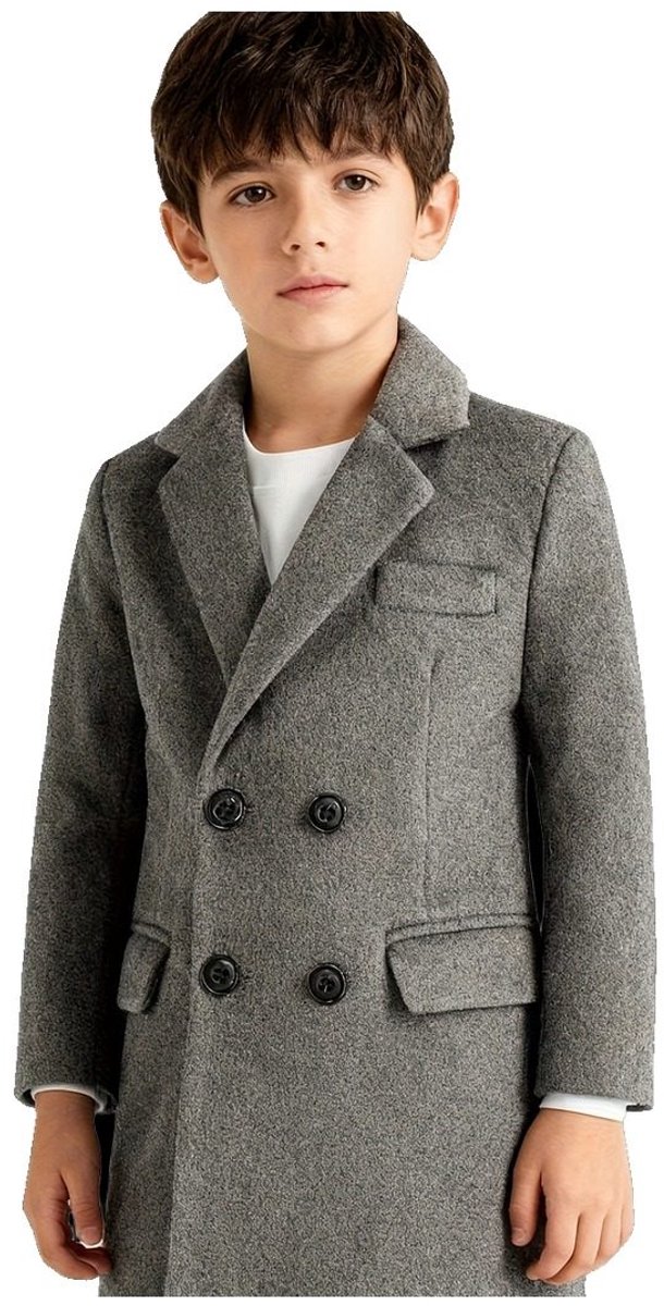 Currero Mantel Jongens Tussenmantel Jongen Winter Jas Mantelpakje Trenchcoat Overjas Overcoat Winterjas 11-12 Jaar Grijs