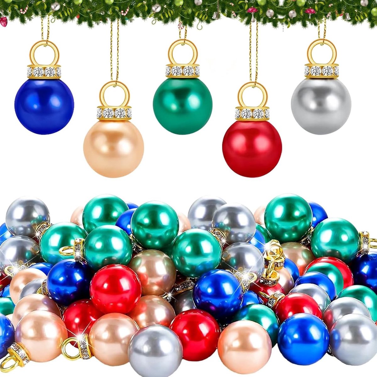 Kleurrijke Mini Kerstboom Ballen - 160 Stuks van 1,5 cm voor Feestdecoratie, Binnengebruik en Kerstversiering