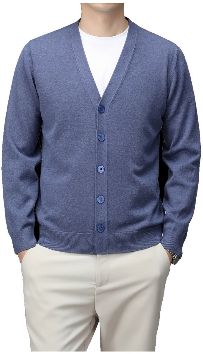 Currero Cardigan Heren Vest Mannen Met Knopen Volwassenen Warm Gebreid Vest Lichtblauw
