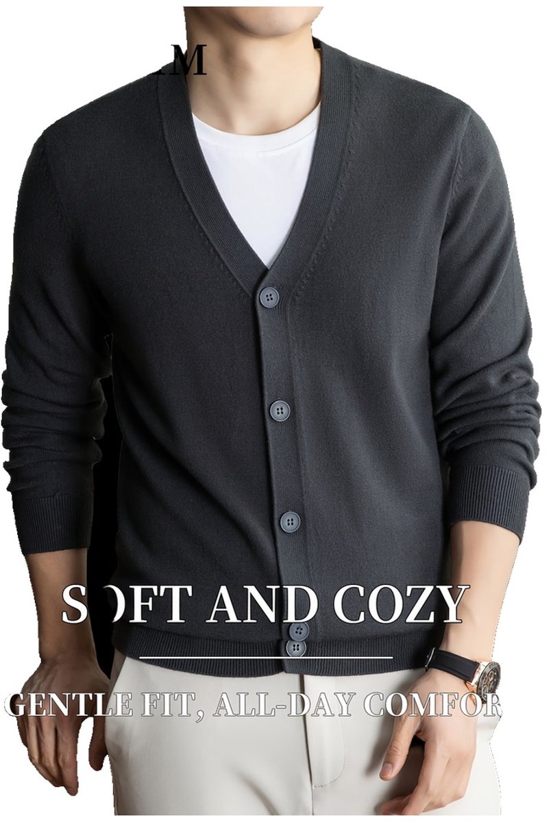 Currero Cardigan Heren Vest Mannen Met Knopen Volwassenen Warm Gebreid Vest Donkergrijs