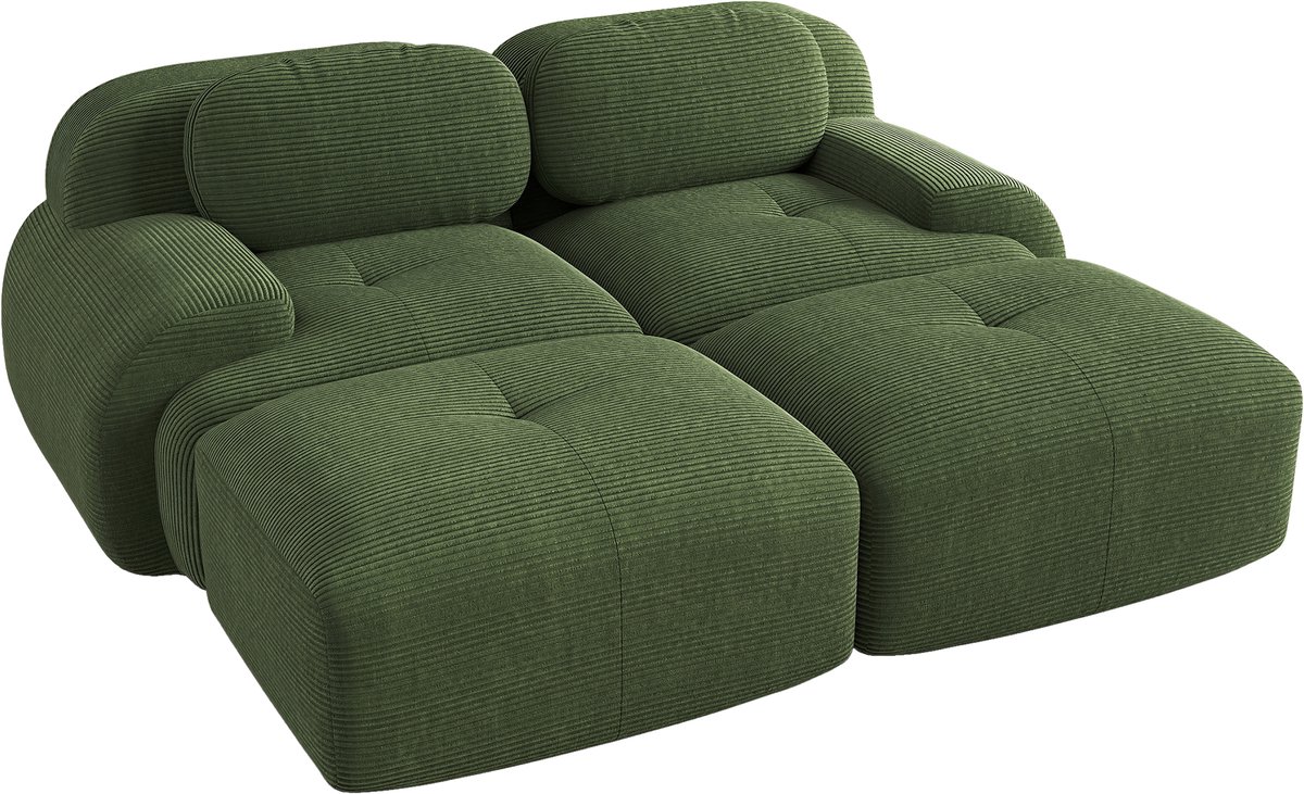 2-Zitsbank - Modulair met 2 Chaise longue Frame-loos Loveseat - Groen
