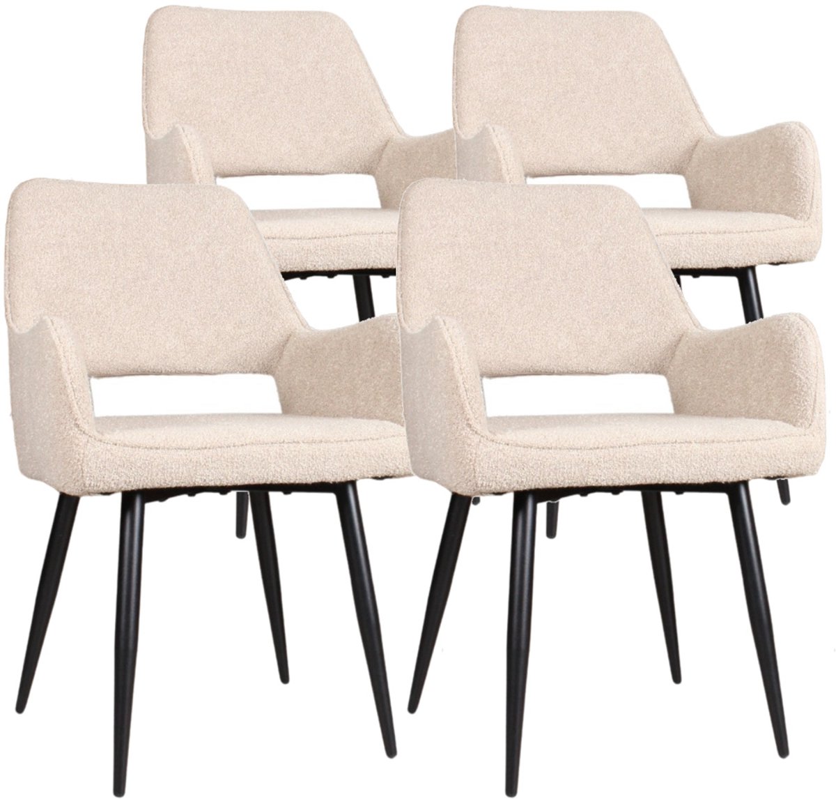 DS4U® - Lenon armstoel - Set van 4 - Beige - Boucle