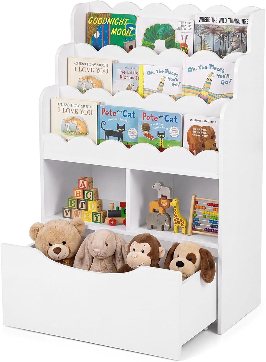 KOMFOTTEU Montessori-kinderboekenrek op wielen