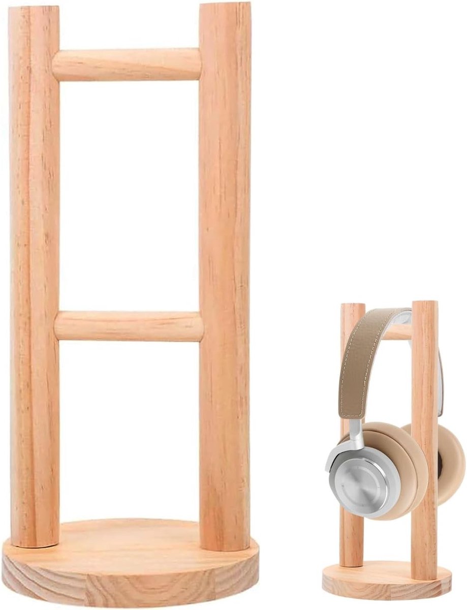 Stijlvolle houten headphone stand voor gaming headsets en alle soorten hoofdtelefoons met stevige basis