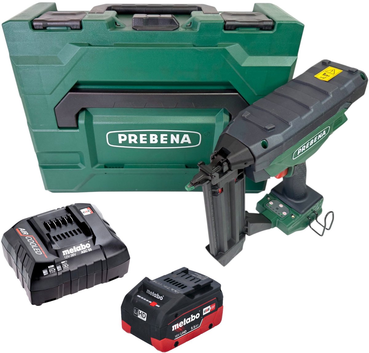 Prebena PKT-3-J55 accu-spijkermachine 18 V 16 - 55 mm CAS + 1x LiHD-accu 5,5 Ah + oplader