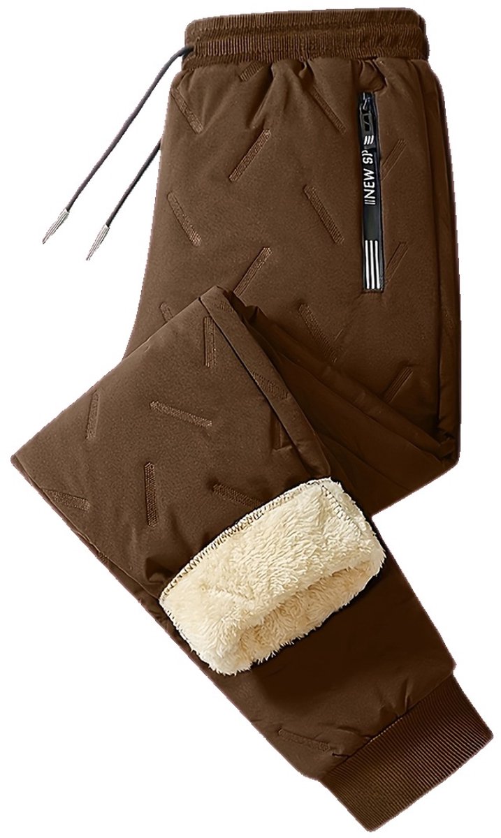 Currero Warme Broek Heren Thermo Fleece Winterbroek Joggingbroek Sweatpants Donkerbruin