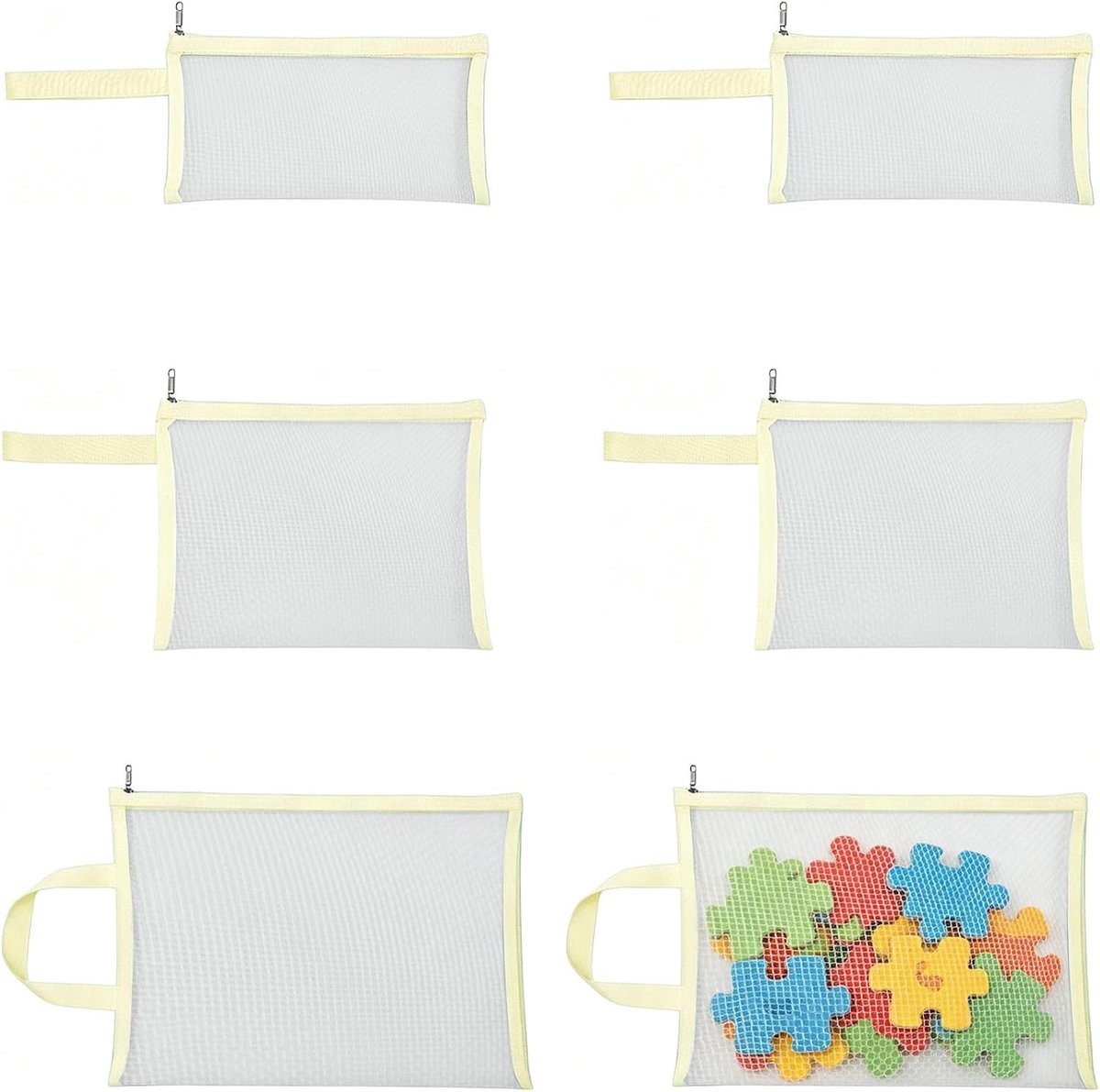 Set van 6 Opbergzakken voor Speelgoed met Rits, Transparante Nylon Organizer voor Knuffels en Kinderkamers, Duurzaam en Handig