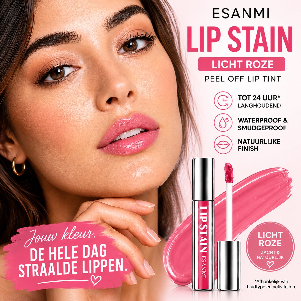 Lip Stain - Licht Roze – Waterproof Peel Off Lip Tint – Complete Set - Tot 24 Uur Perfecte Lipkleur – Smudgeproof – ESANMI