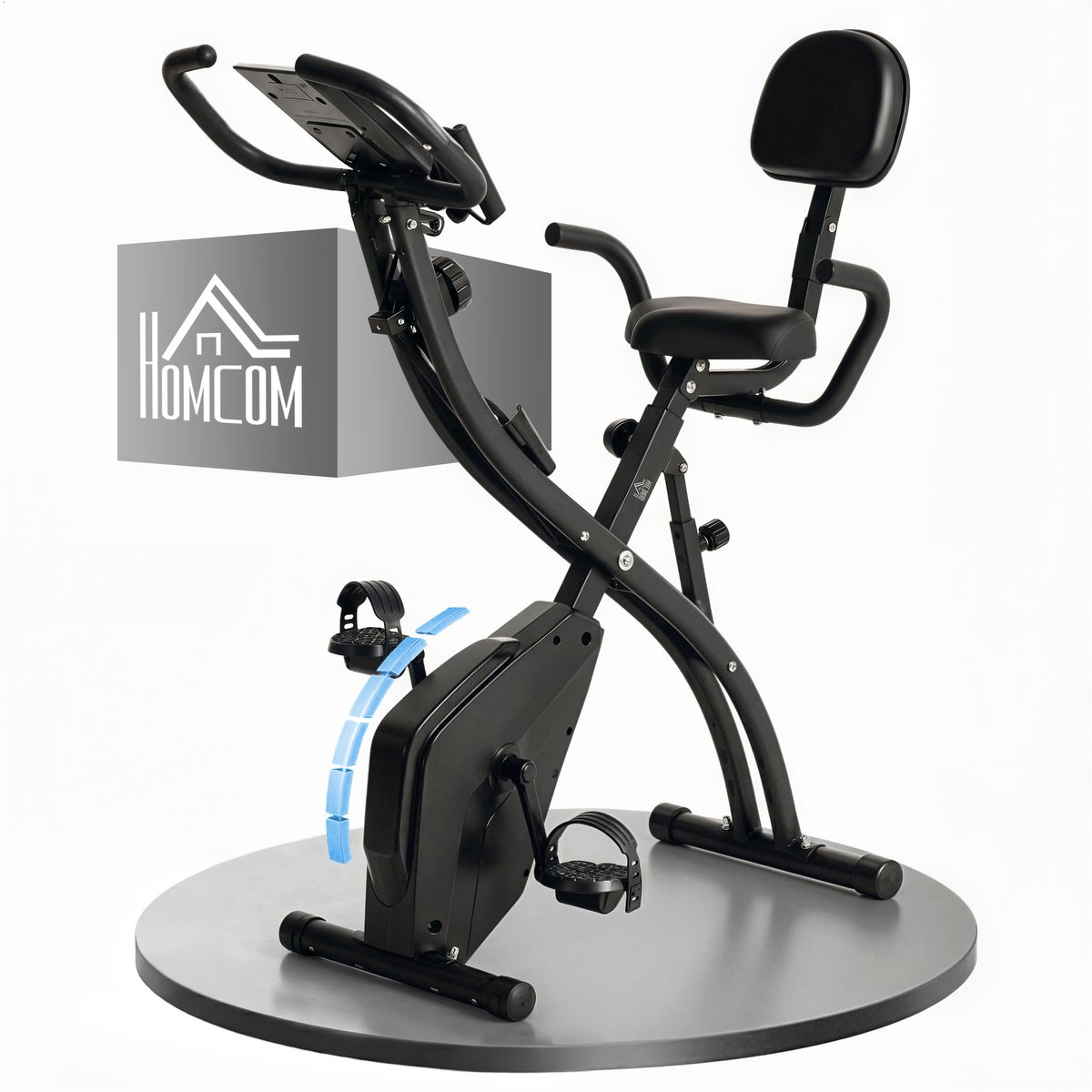 HOMCOM Magnetische Hometrainer - Staal - 105x48x118cm - Zwart