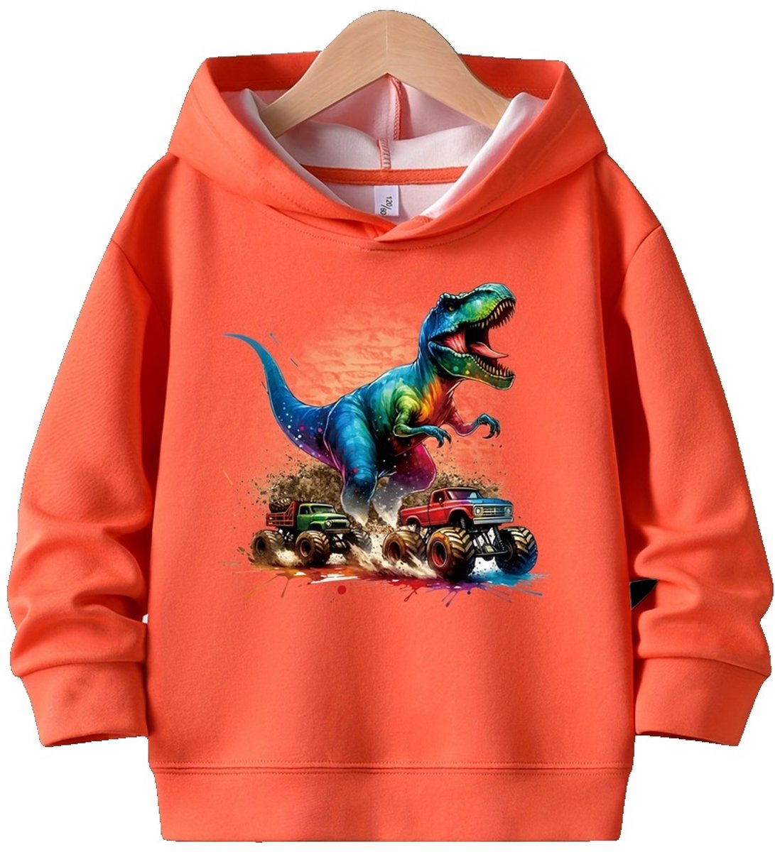 Currero Hoodie Jongens Warme Hoodie Met Capuchon Comfortabele Sweater Casual Trui Pullover Jongenstrui 9-10 Jaar Oranje