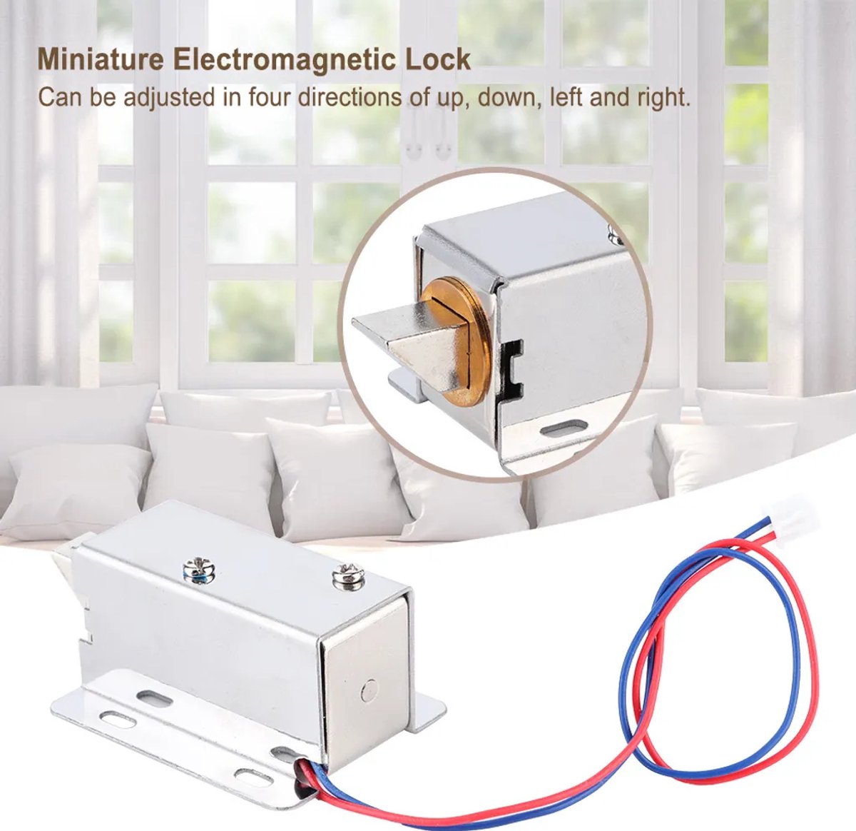 Installatieset Geschikt voor een mini-elektromagnetisch slot op 12V DC, Geschikt voor deuren, ramen, kasten en lades.