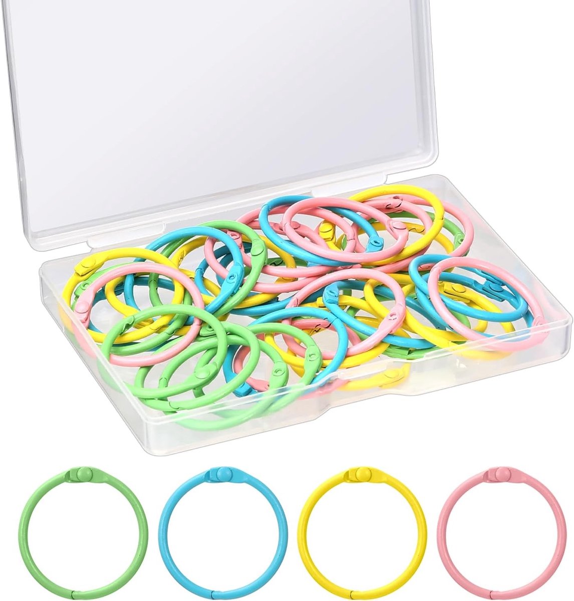 Multicolor Binder Rings 30mm voor Loose Leaf, Flashcards en Sleutelhangers - 40 Stuks Metaalringen voor School en Kantoor