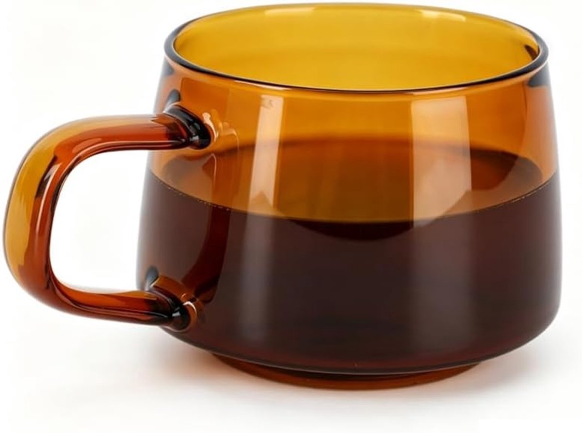 Stijlvolle glazen mok van 250 ml voor thee, koffie, latte en cappuccino, duurzaam borosilicaatglas met handvat