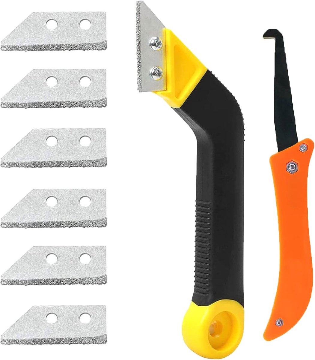 Set van 8 Stukjes Tegelvoegen Schrapers voor het Verwijderen van Tegelvoegen, Inclusief Vervangingsgereedschap voor Efficiënte Reiniging van Wand- en Vloertegels in Keuken en Badkamer