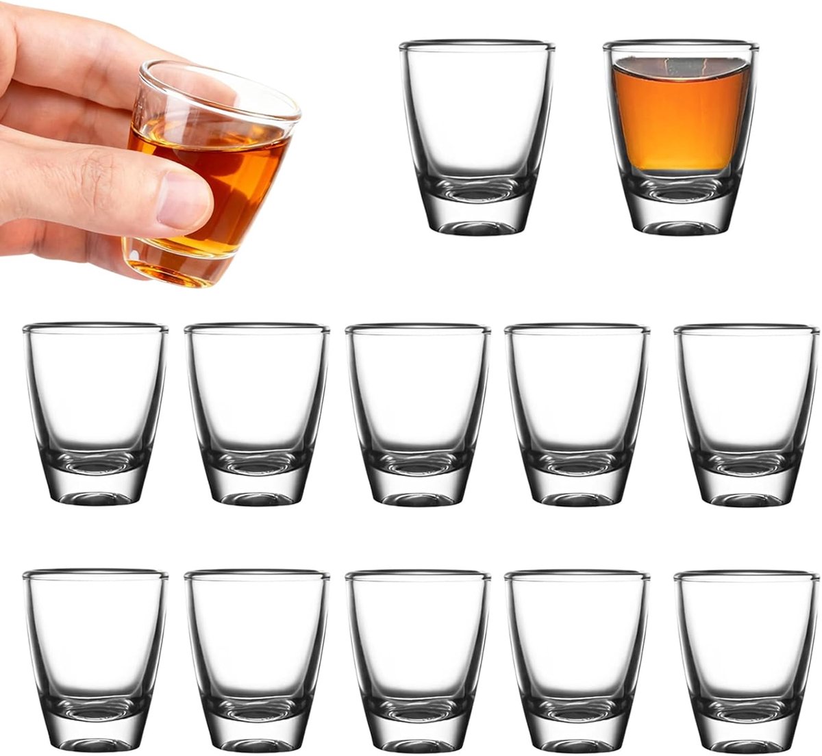 Shotglazen, eivormig wijnglas, hardglasbeker, met dikke bodem, vaatwasserbestendig, transparant shotglas, feestartikelen klein shotglas, voor feest, club, bar, drinken