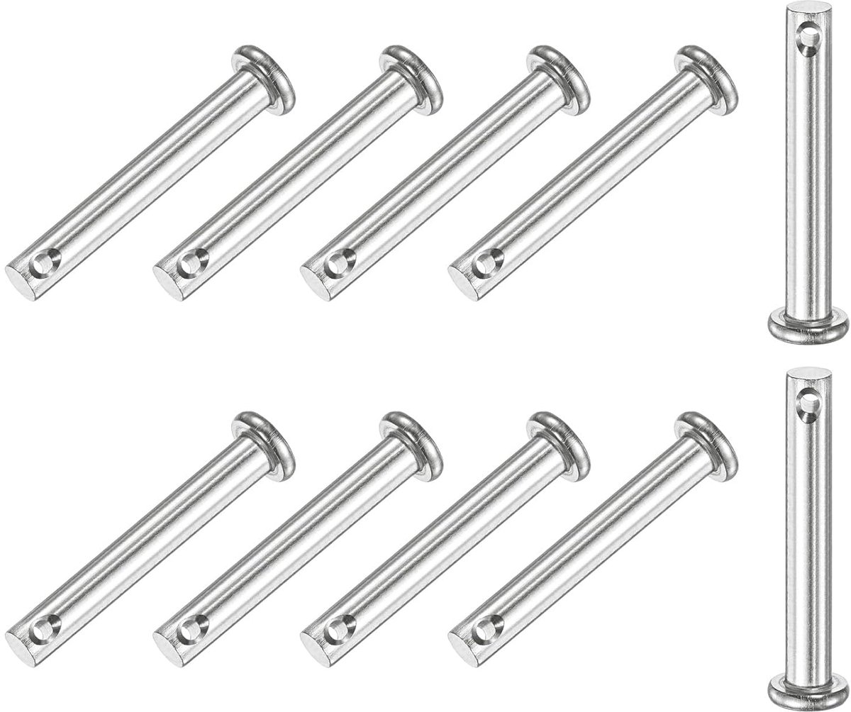 METERXITY 10 stuks vorkpennen met één gat, M5 x 35 mm, platte kopvorkpennen van roestvrij staal 304/vaste onderdelen/bootaccessoires, scharnierpennen
