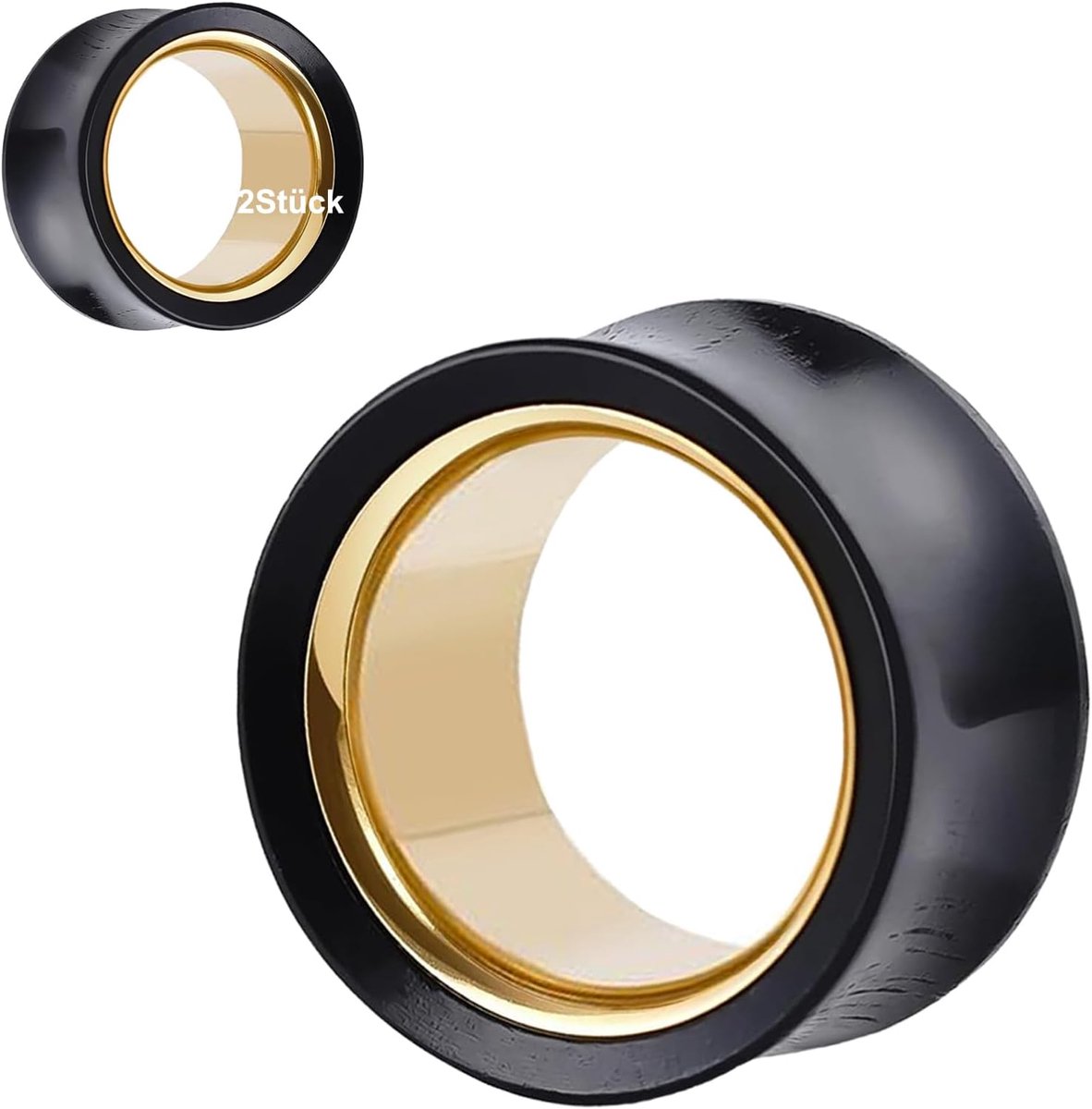Tunnel hout 8 mm - 22 mm roestvrij staal goud oortunnel set plug piercing sieraden vrouwen mannen 2 stuks