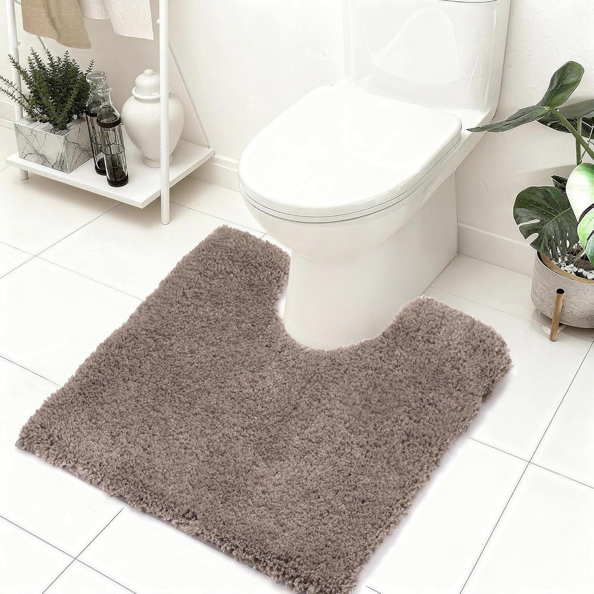 Badmat in U-vorm, antislip, 50 x 50 cm, wc-mat van zachte microvezel, absorberend, machinewasbaar, douchemat