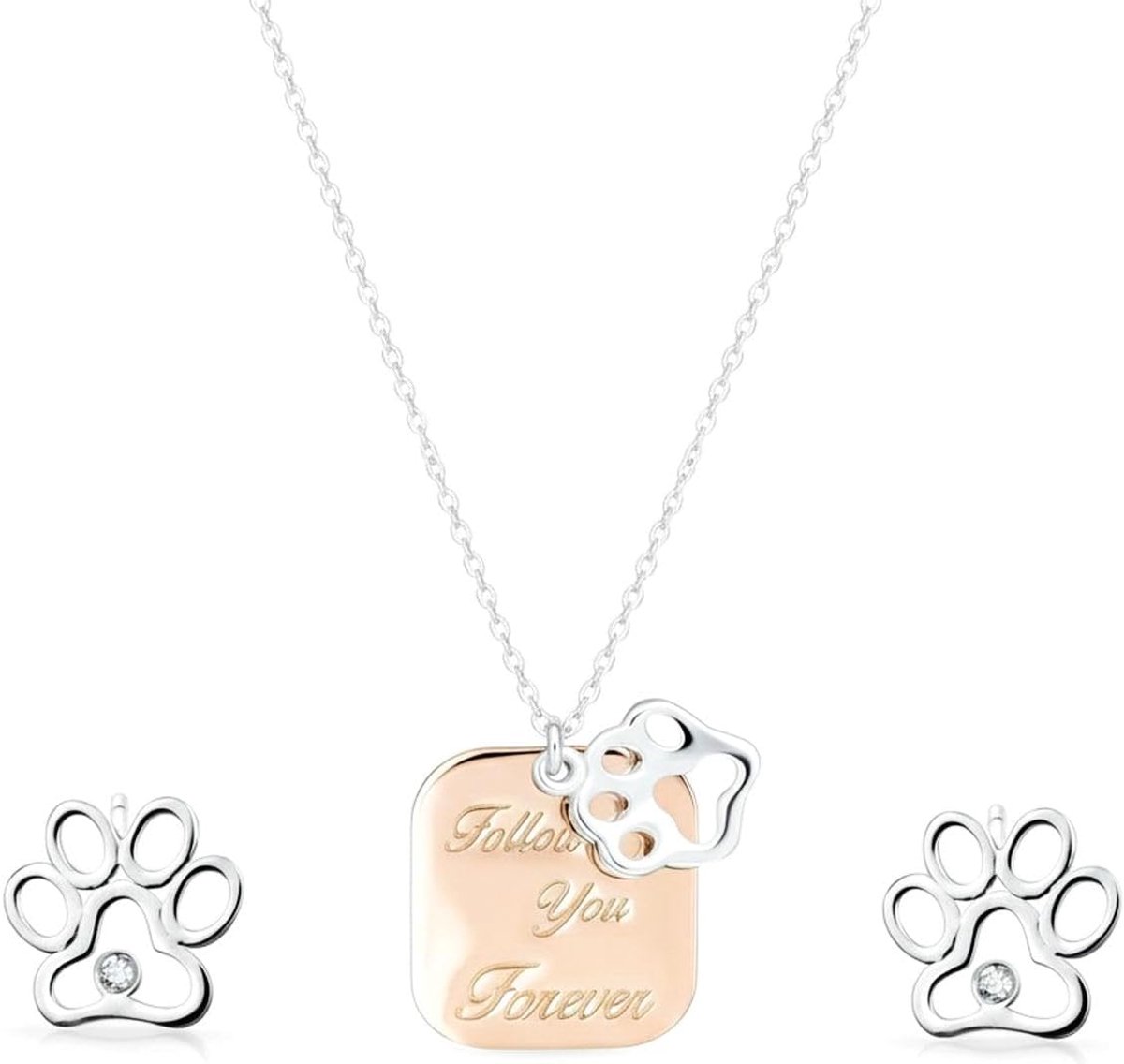 Bff dier huisdier hond kat puppy kitten hart hond bot charme pootafdrukken hondenpoot hanger halsketting voor vrouwen roségoud verguld .925 sterling zilver aanpasbaar