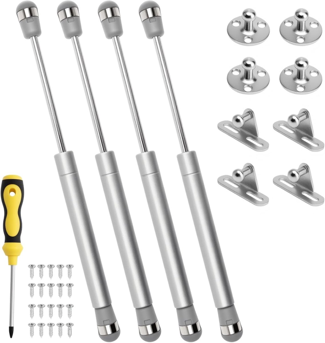4 stuks gasdrukveer, 200 N/20 kg, gasdrukdemper, klepbeslag, gasdrukveer voor kleppen, kastdeur, schokdemper, keukenkast, soft close klepveer