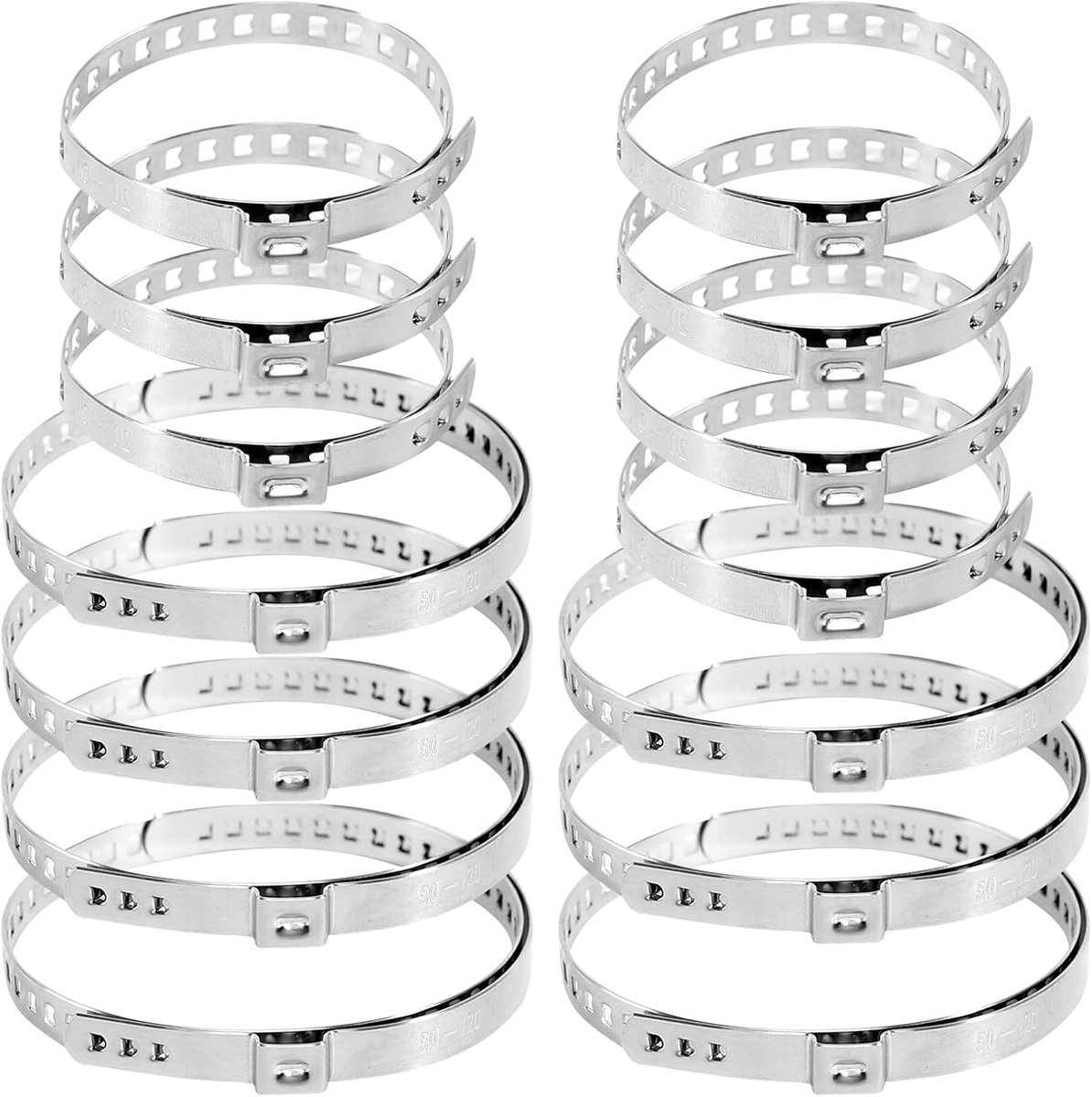 14 stuks, 20-50 mm en 50-120 mm, universele asmanchetten, klemmen, roestvrij staal, CV-slangklemmen, set aandrijfas gewrichten, klemklemmen voor de meeste auto's