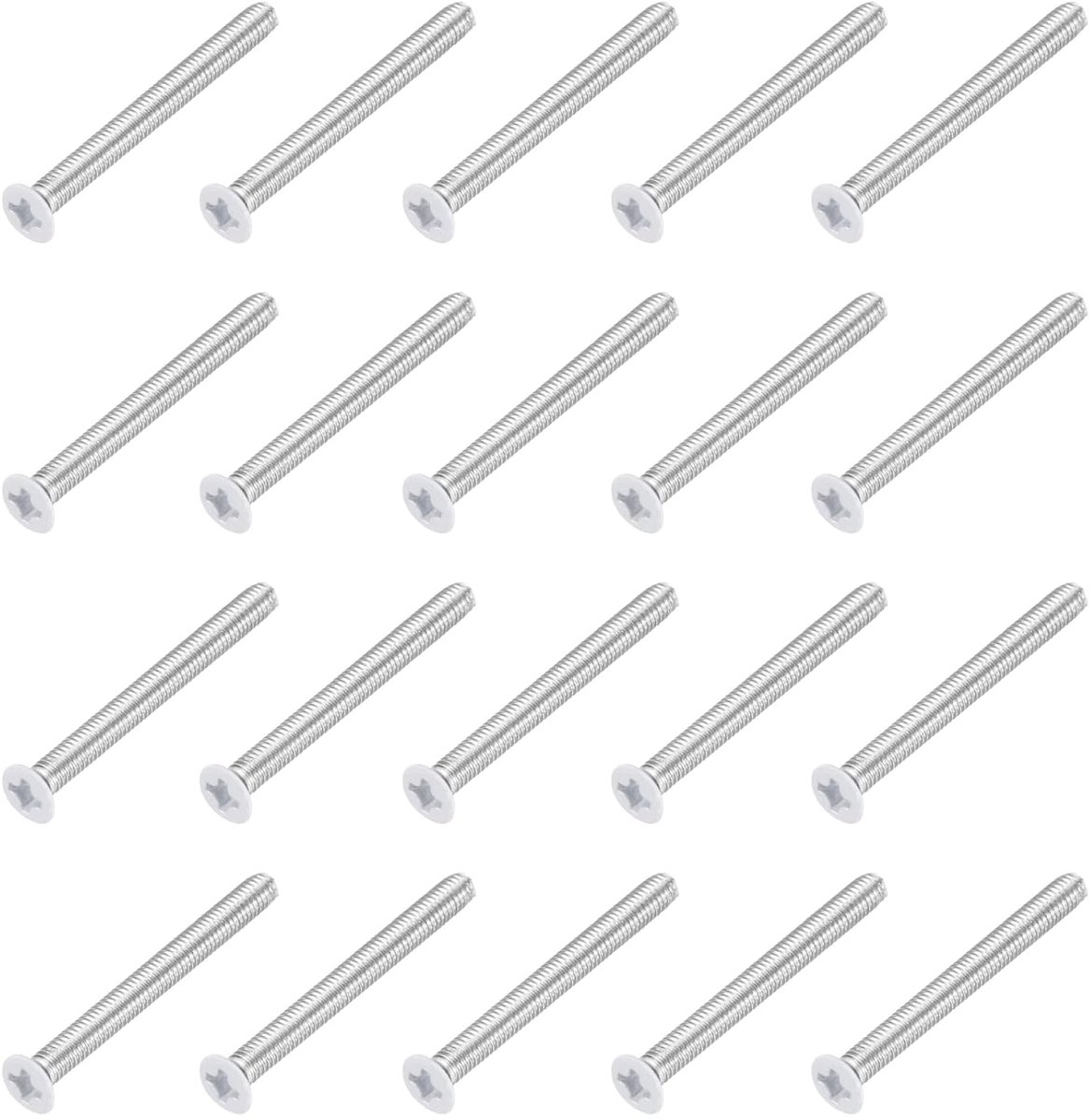 Platte kopschroeven, M3 x 30 mm, van roestvrij staal, volledige schroefdraad, kruisschroefdraad voor het aansluiten van meubels en huishoudelijke apparaten (wit, 20 stuks)