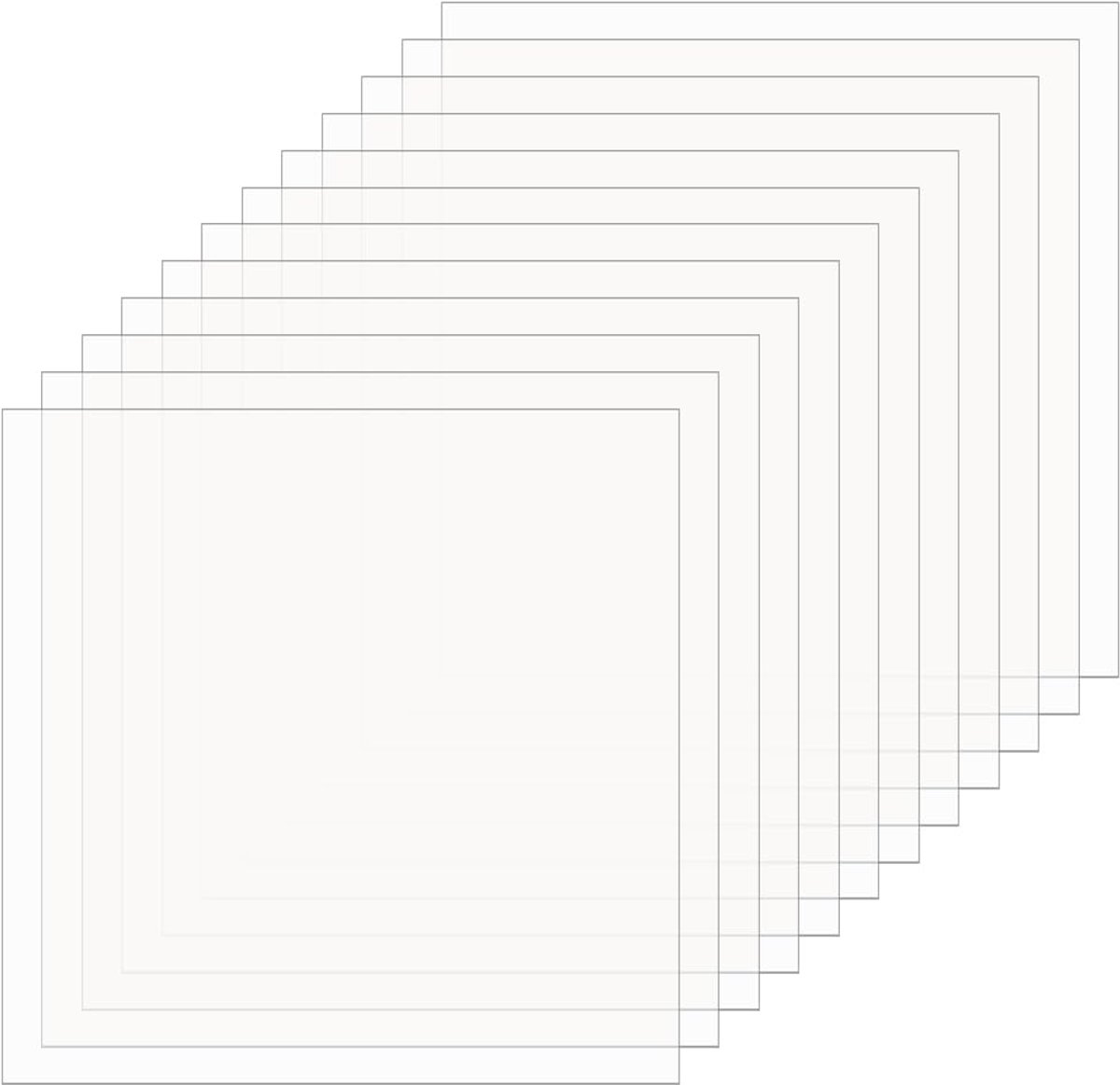 12 stuks doorzichtige kunststof platen, 30,5 x 30,5 cm, transparant PET, flexibel, licht, dunne platen, transparante vierkante dunne platen voor fotolijsten, uitnodigingen, posterlijsten