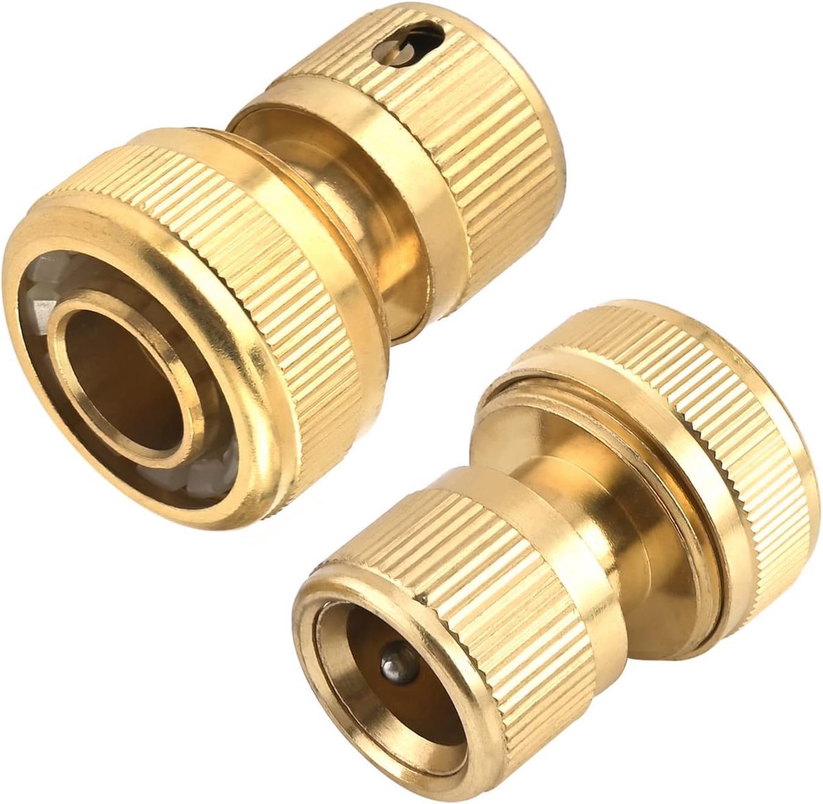 2 stuks tuinslang-koppelingsdozen messing met slangaansluiting 19 mm (3/4") - met waterstop (type: messing - slang Ø binnen: 19,0 mm)